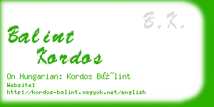 balint kordos business card